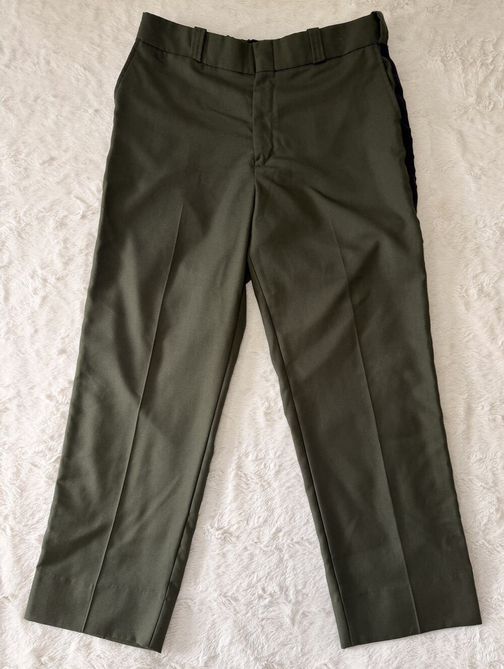 Flying Cross Men's Forest Green Uniform Dress Pants Side Stripe 36R Wool Blend
